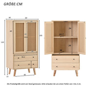 Sideboard mit Türen und Schubladen, Rattan - Design, 60 x 120 x 40 cm - YB - WF301867OAA - 3 - Yorbay.de