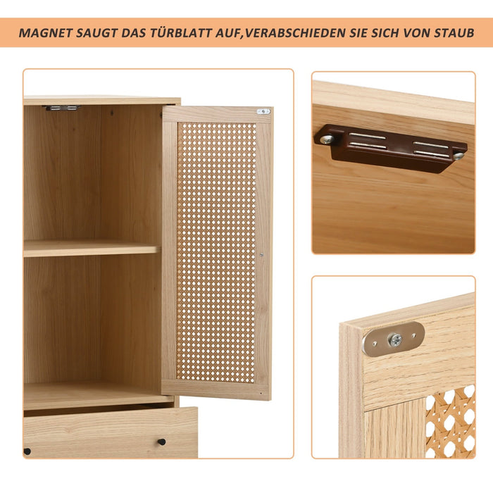 Sideboard mit Türen und Schubladen, Rattan - Design, 60 x 120 x 40 cm - YB - WF301867OAA - 5 - Yorbay.de