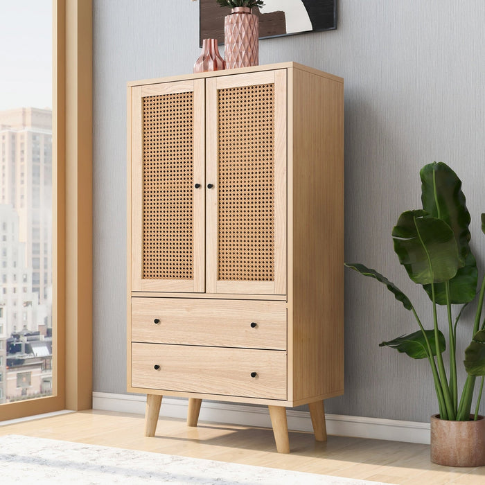 Sideboard mit Türen und Schubladen, Rattan - Design, 60 x 120 x 40 cm - YB - WF301867OAA - 8 - Yorbay.de