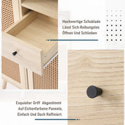 Sideboard in Holzoptik mit Rattantüren und Schublade, 60x40x101 cm - YB - WF316160OAA - 4 - Yorbay.de