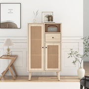 Sideboard in Holzoptik mit Rattantüren und Schublade, 60x40x101 cm - YB - WF316160OAA - 8 - Yorbay.de