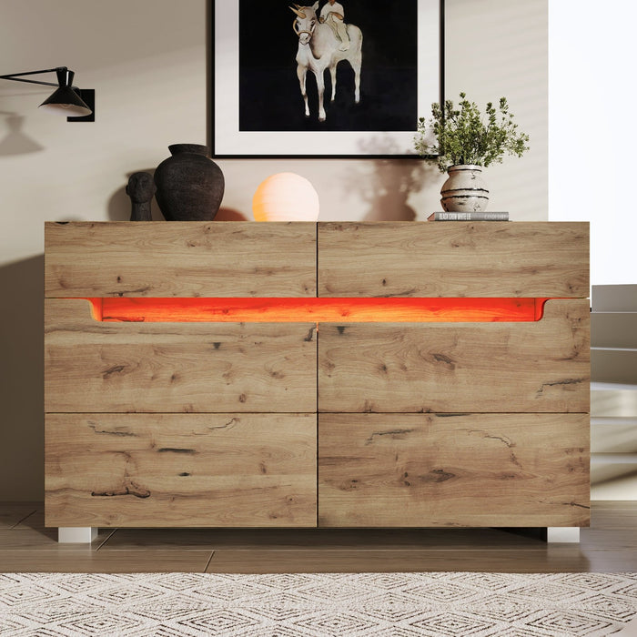 Sideboard mit 6 Schubladen und LED Beleuchtung - YB - AB20022930A - 7 - Yorbay.de