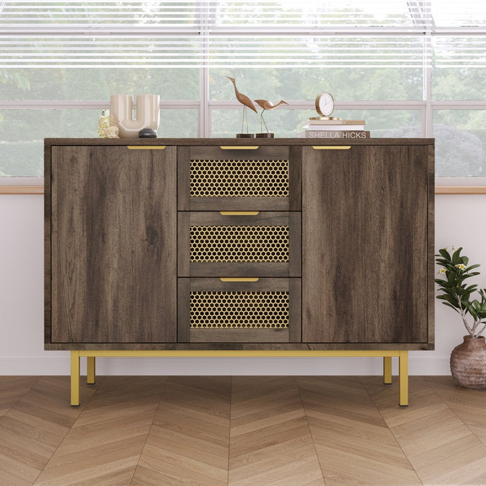 Sideboard mit 3 Schubladen und 2 Türen, 120 x 40 x 76 cm - YB - AB20577475D - 8 - Yorbay.de