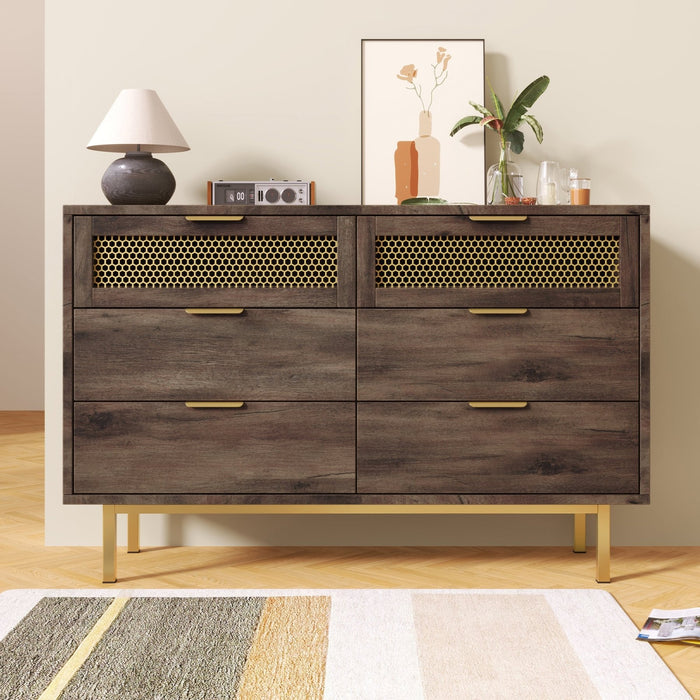 Sideboard - Kommode mit 6 Schubladen, 120 x 40 x 76 cm - YB - AB20577677D - 2 - Yorbay.de