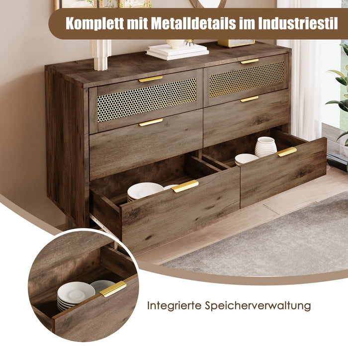 Sideboard - Kommode mit 6 Schubladen, 120 x 40 x 76 cm - YB - AB20577677D - 5 - Yorbay.de