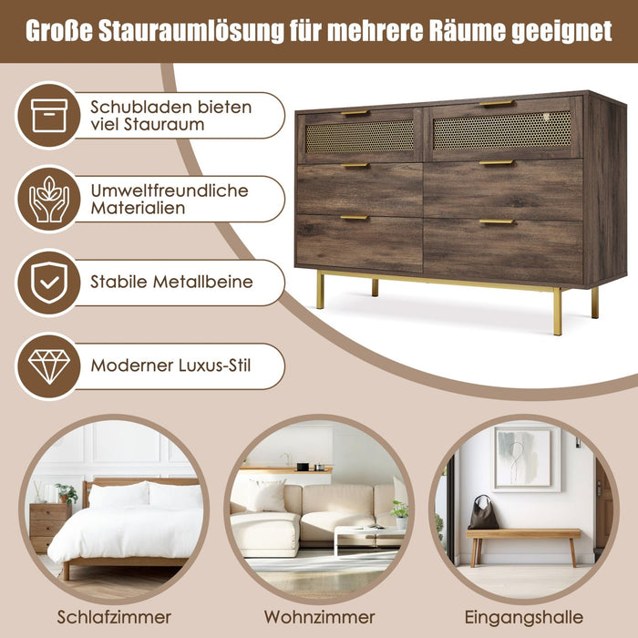 Sideboard - Kommode mit 6 Schubladen, 120 x 40 x 76 cm - YB - AB20577677D - 7 - Yorbay.de