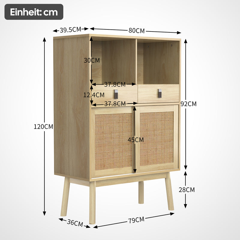 Sideboard mit Rattangeflecht, 80 x 39,5 x 120 cm - YB - N621P221082O - 3 - Yorbay.de