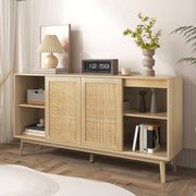 Sideboard mit Rattan - Schiebetüren und 2 Schubladen, 155 x 38 x 80 cm - YB - WF221073074O - 6 - Yorbay.de