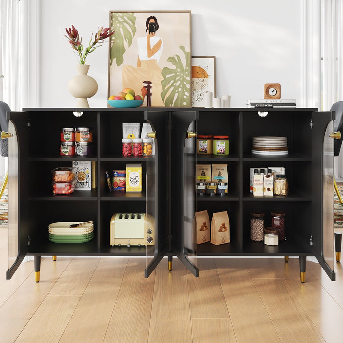 Modernes und schlichtes Sideboard mit Glastüren, 140 x 40 x 85 cm - YB - N620P20641516B - 10 - Yorbay.de
