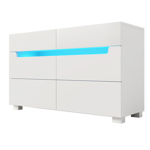 Sideboard mit 6 Schubladen und LED Beleuchtung - YB - AB20022930W - 8 - Yorbay.de