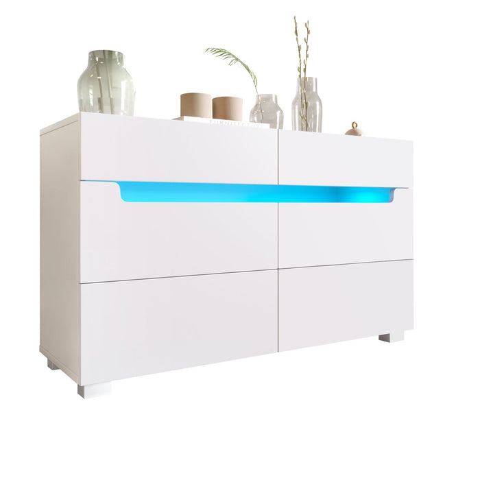 Sideboard mit 6 Schubladen und LED Beleuchtung - YB - AB20022930W - 9 - Yorbay.de