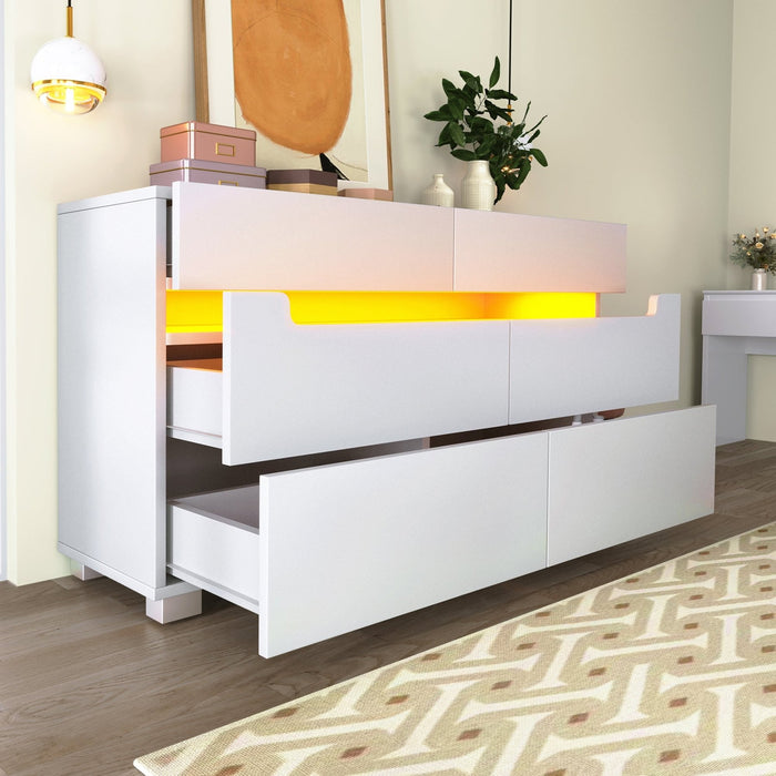 Sideboard mit 6 Schubladen und LED Beleuchtung - YB - AB20022930W - 10 - Yorbay.de