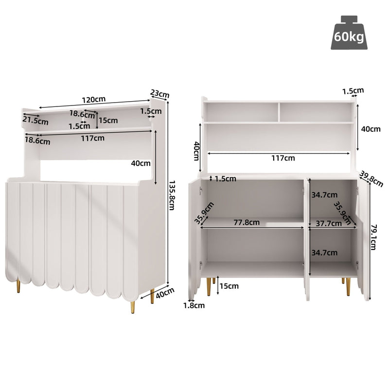 Sideboard für Küche und Essbereich, 120 x 40 x 151 cm - YB - N620P17537889AAW - 12 - Yorbay.de