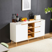 Sideboard mit Einlegeböden, 3 Schubladen und offenem Stauraum, 140 x 40 x 80,5 cm - YB - N635P21856466X - 6 - Yorbay.de