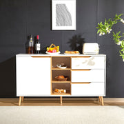 Sideboard mit Einlegeböden, 3 Schubladen und offenem Stauraum, 140 x 40 x 80,5 cm - YB - N635P21856466X - 7 - Yorbay.de