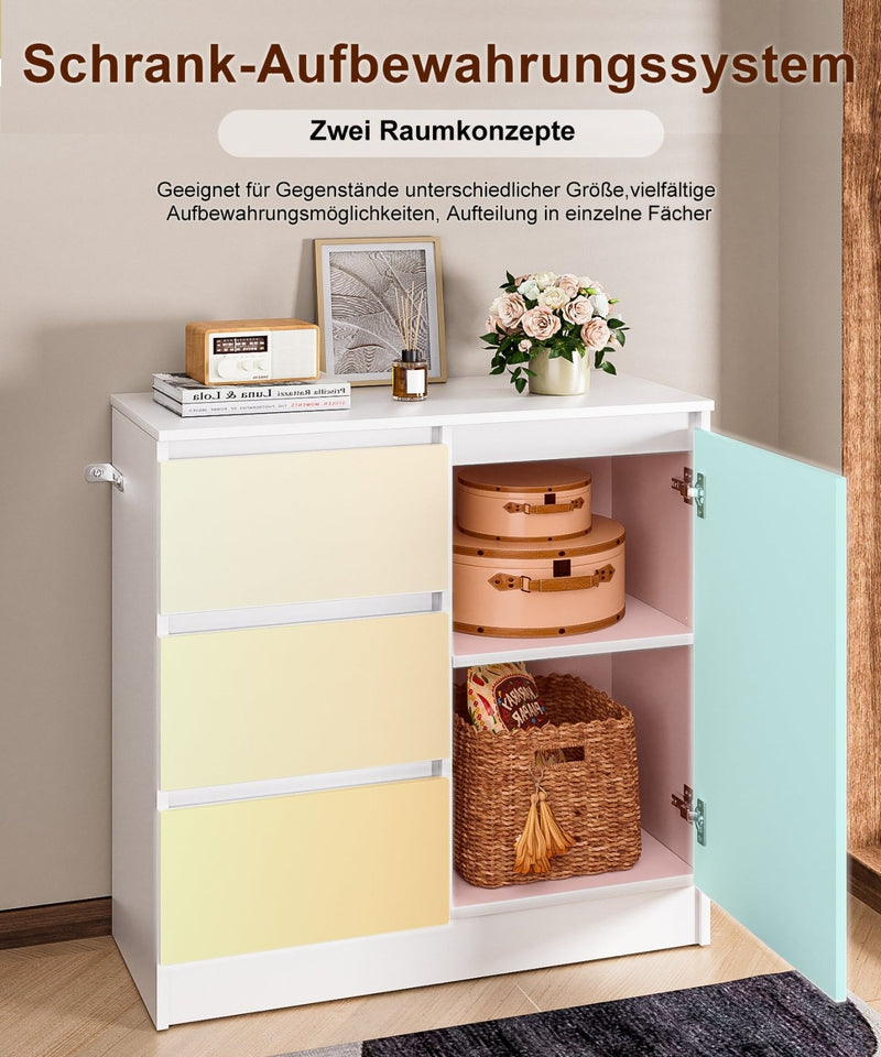 Yorbay Sideboard mit 3 Schubladen und Tür, 80,5 x 35 x 79 cm - YW011-D079 - 4 - Yorbay.de