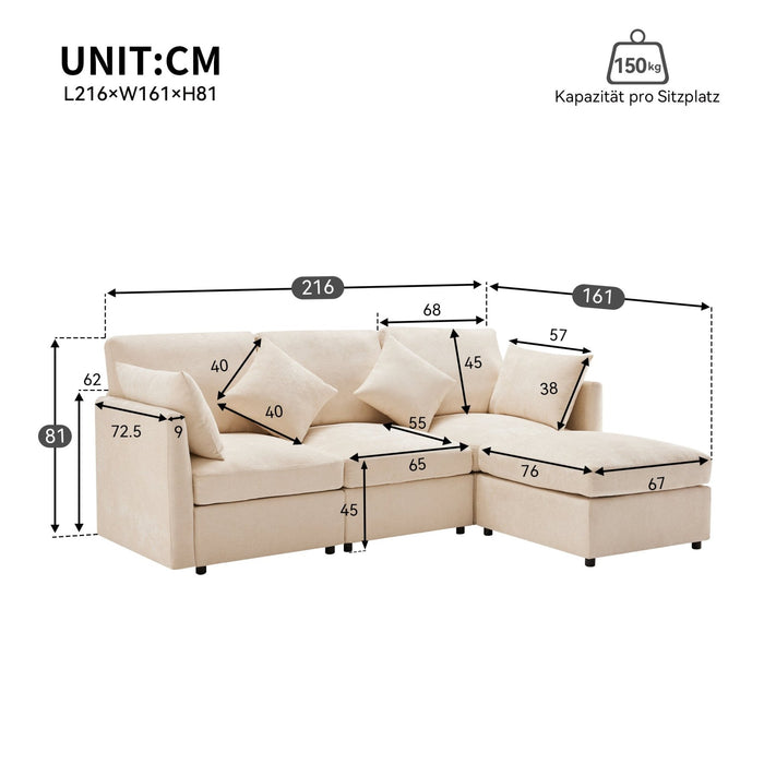 Chenille - Stoffsofa mit Fußhocker und Kissen - YB - N653P37858687B - 3 - Yorbay.de