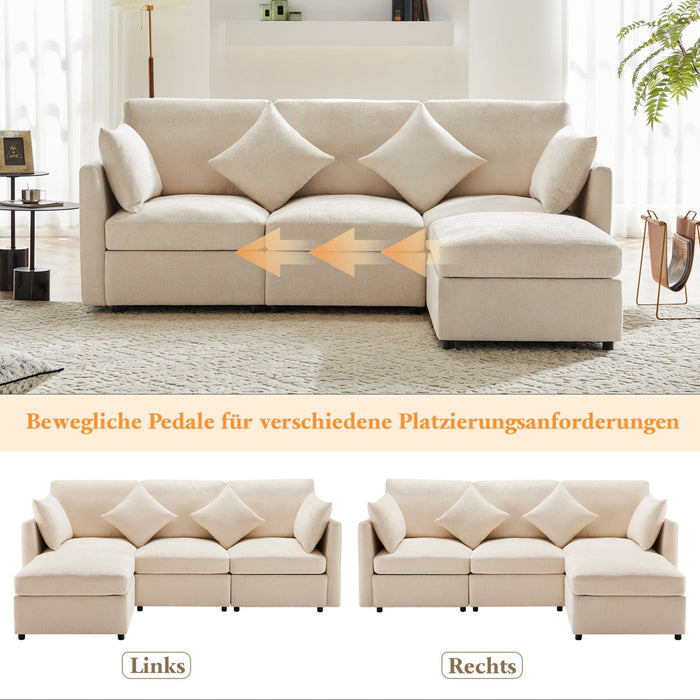 Chenille - Stoffsofa mit Fußhocker und Kissen - YB - N653P37858687B - 6 - Yorbay.de