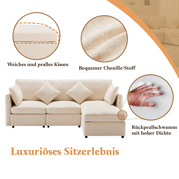 Chenille - Stoffsofa mit Fußhocker und Kissen - YB - N653P37858687B - 5 - Yorbay.de