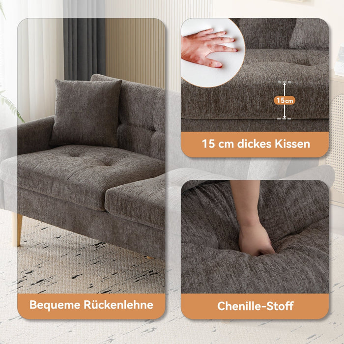 Polstersofa aus Chenille - Stoff mit dicken Kissen - YB - N653P222638Z - 18 - Yorbay.de