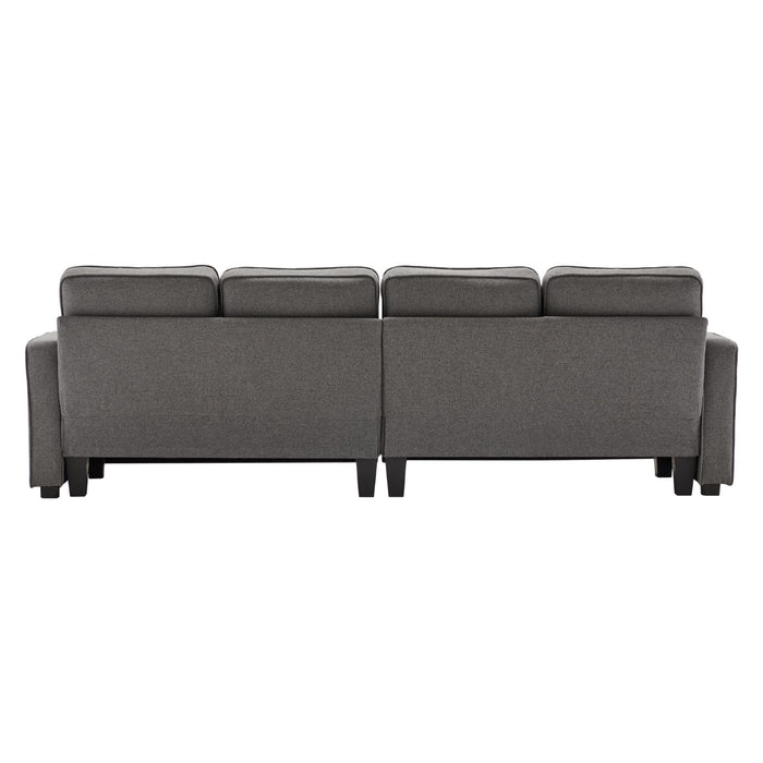 4-Sitzer-Sofa aus Leinenstoff mit Armlehnentaschen und 4 Kissen