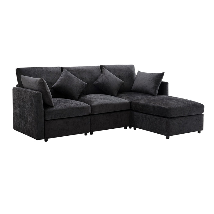 Chenille - Stoffsofa mit Fußhocker und Kissen - YB - N653P37858687G - 9 - Yorbay.de