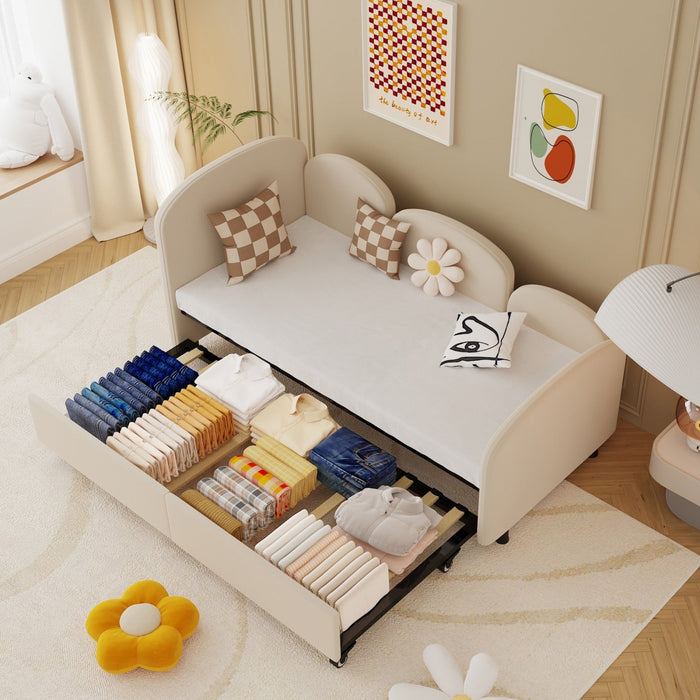 Schlafsofa in Blumenform mit Stauraumschublade, 90×200 cm - YB - W2845S00030 - 2 - Yorbay.de