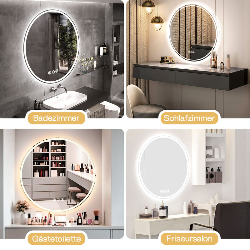 Yorbay Runder Badespiegel mit Beleuchtung, 60 cm / 80 cm - YB064 - W022 - 10 - Yorbay.de