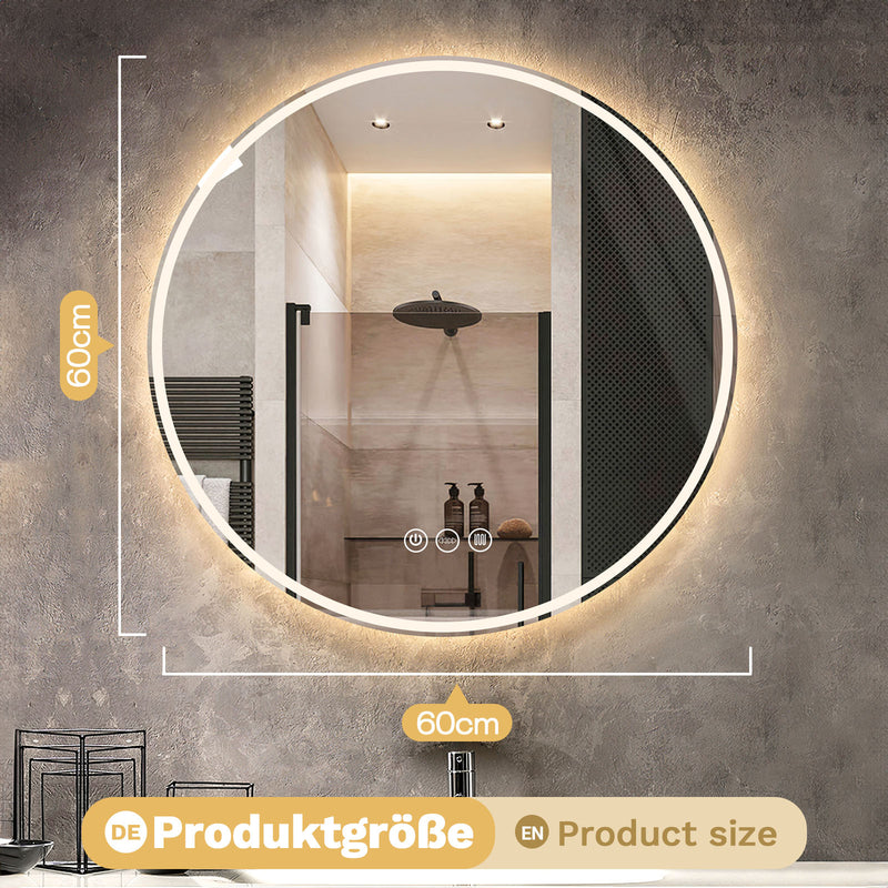 Yorbay Runder Badespiegel mit Beleuchtung, 60 cm / 80 cm - YB064 - W022 - 3 - Yorbay.de