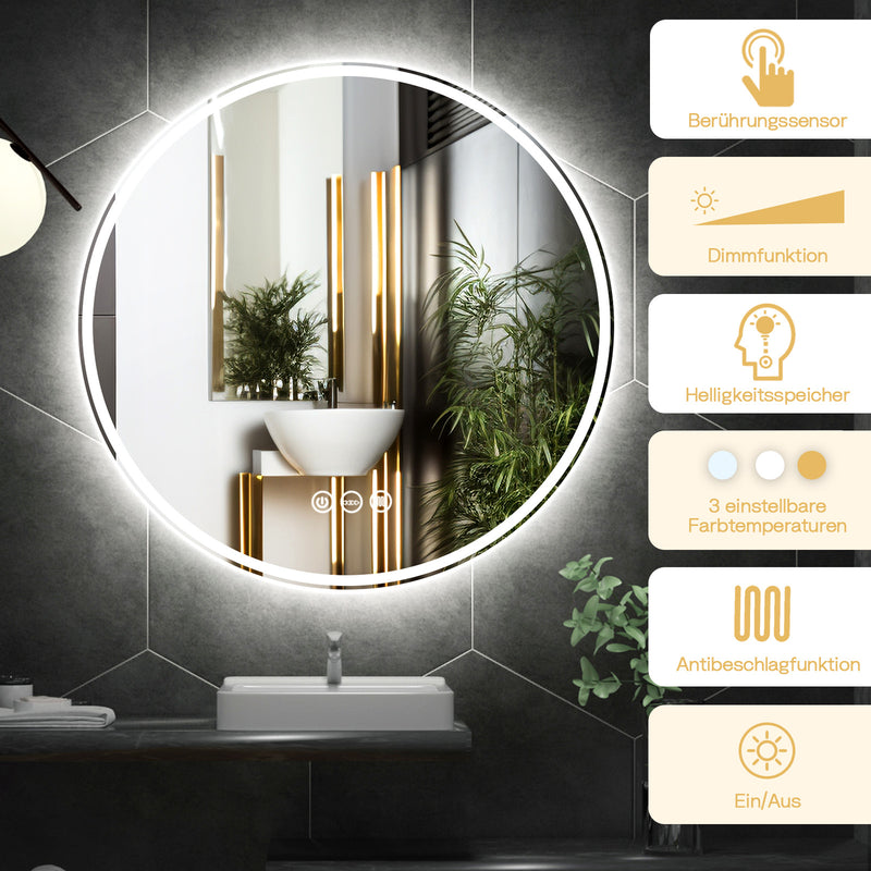 Yorbay Runder Badespiegel mit Beleuchtung, 60 cm / 80 cm - YB064 - W022 - 8 - Yorbay.de