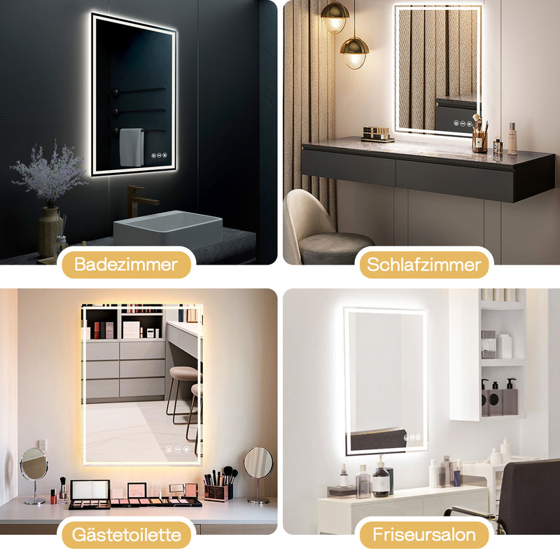 Yorbay Rechteckig Badspiegel mit Beleuchtung, 50x70 cm / 60x80 cm - YB065 - W024 - 10 - Yorbay.de