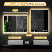Yorbay Rechteckig Badspiegel mit Beleuchtung, 50x70 cm / 60x80 cm - YB065 - W024 - 4 - Yorbay.de