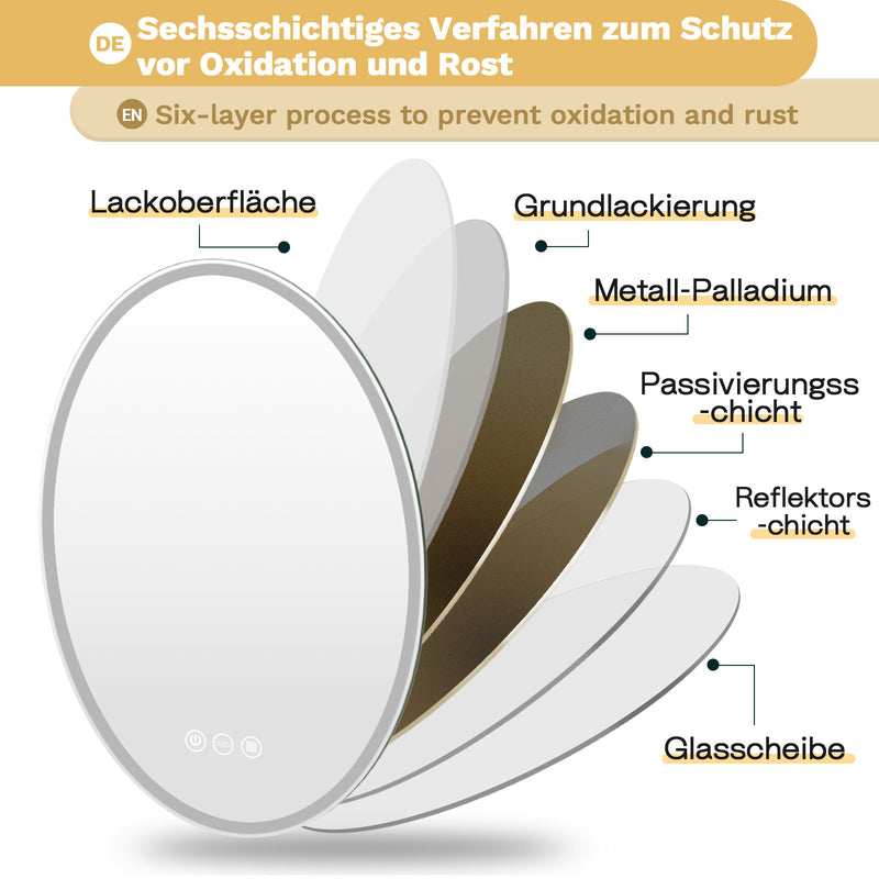 Yorbay Rechteckig Badspiegel mit Beleuchtung, 50x70 cm / 60x80 cm - YB065 - W024 - 9 - Yorbay.de