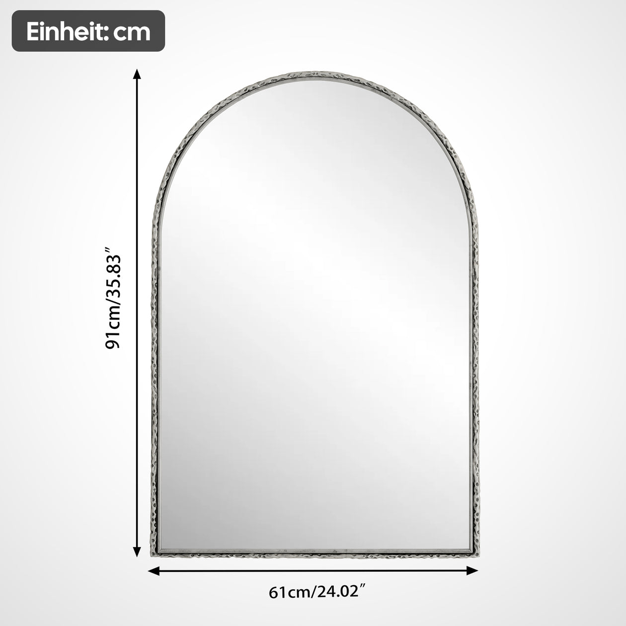 Gewölbter Wandspiegel, bogenförmiger Spiegel, 61 x 91 cm - YB - W2552P246664 - 3 - Yorbay.de