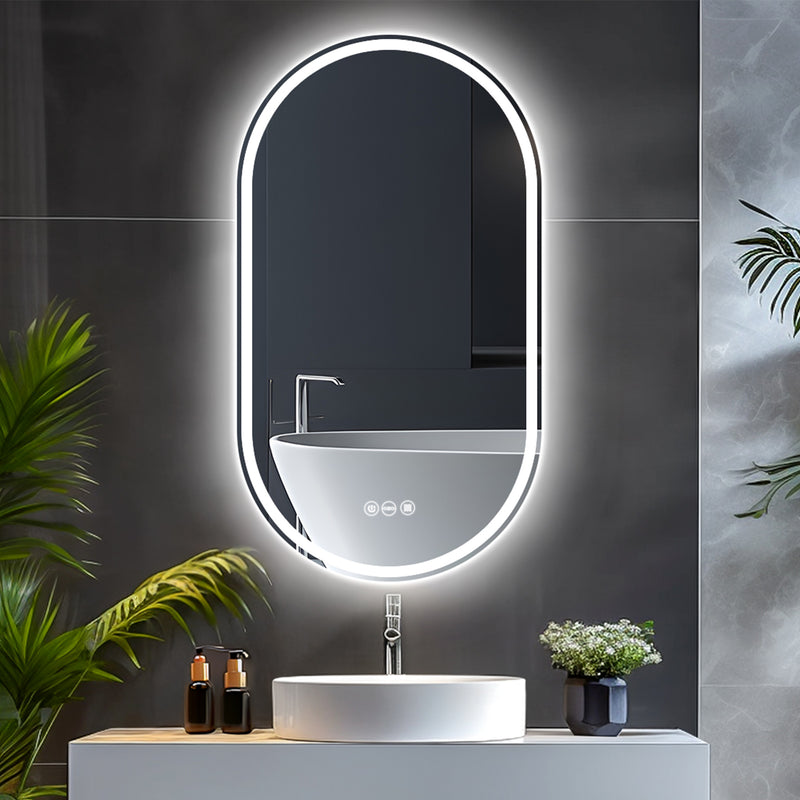 Yorbay Oval Badspiegel mit Beleuchtung, 80x50 cm - YB066 - W026 - 1 - Yorbay.de