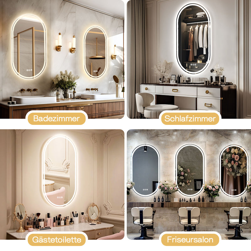 Yorbay Oval Badspiegel mit Beleuchtung, 80x50 cm - YB066 - W026 - 9 - Yorbay.de