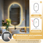 Yorbay Oval Badspiegel mit Beleuchtung, 80x50 cm - YB066 - W026 - 10 - Yorbay.de
