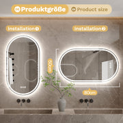 Yorbay Oval Badspiegel mit Beleuchtung, 80x50 cm - YB066 - W026 - 3 - Yorbay.de