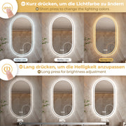 Yorbay Oval Badspiegel mit Beleuchtung, 80x50 cm - YB066 - W026 - 4 - Yorbay.de