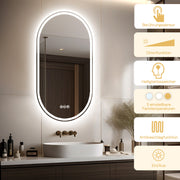 Yorbay Oval Badspiegel mit Beleuchtung, 80x50 cm - YB066 - W026 - 7 - Yorbay.de