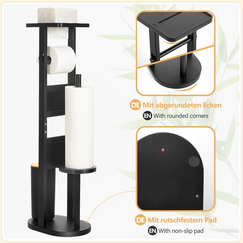 Yorbay Stand WC-Garnitur aus Bambus in schwarz 06