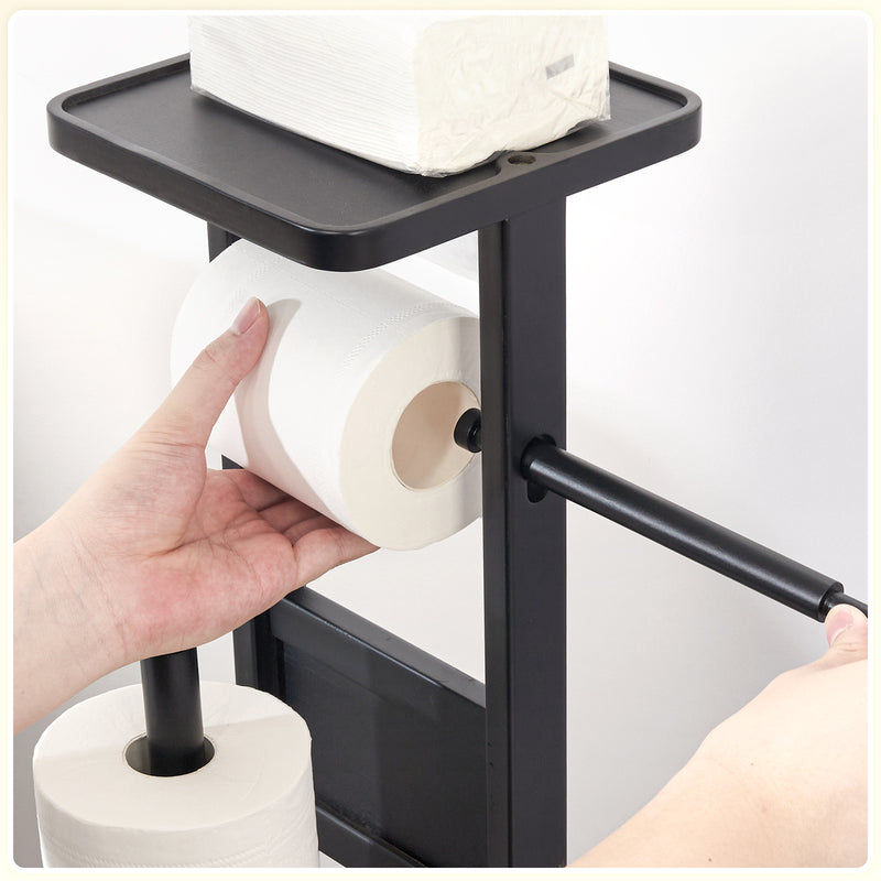 Yorbay Stand WC-Garnitur aus Bambus in schwarz 01