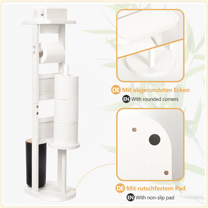 Yorbay Stand WC-Garnitur aus Bambus mit Toilettenpapierhalter und WC-Bürstenhalter