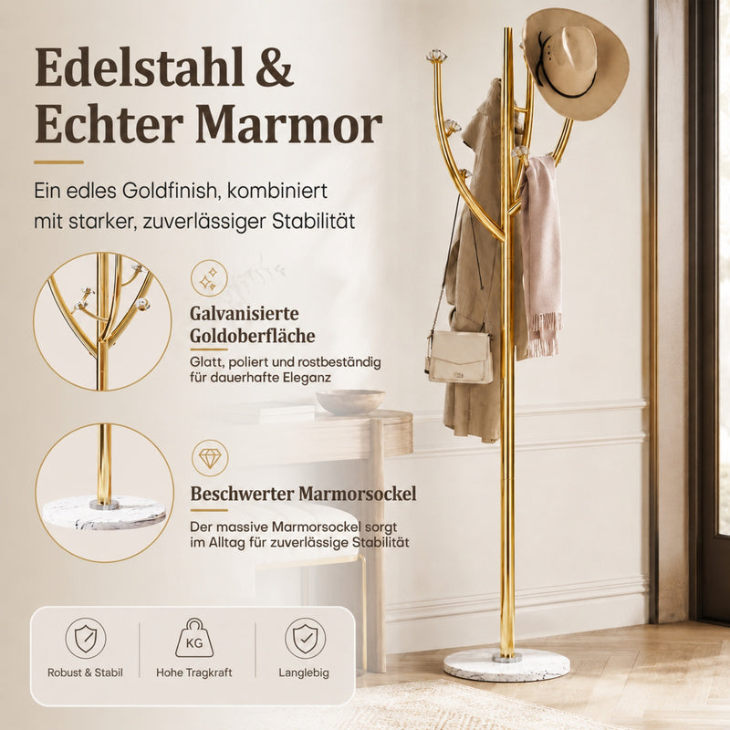 Yorbay Standgarderobe in Baumform aus Edelstahl, 178 cm, bis 50 kg - YS039-T128 - 10 - Yorbay.de