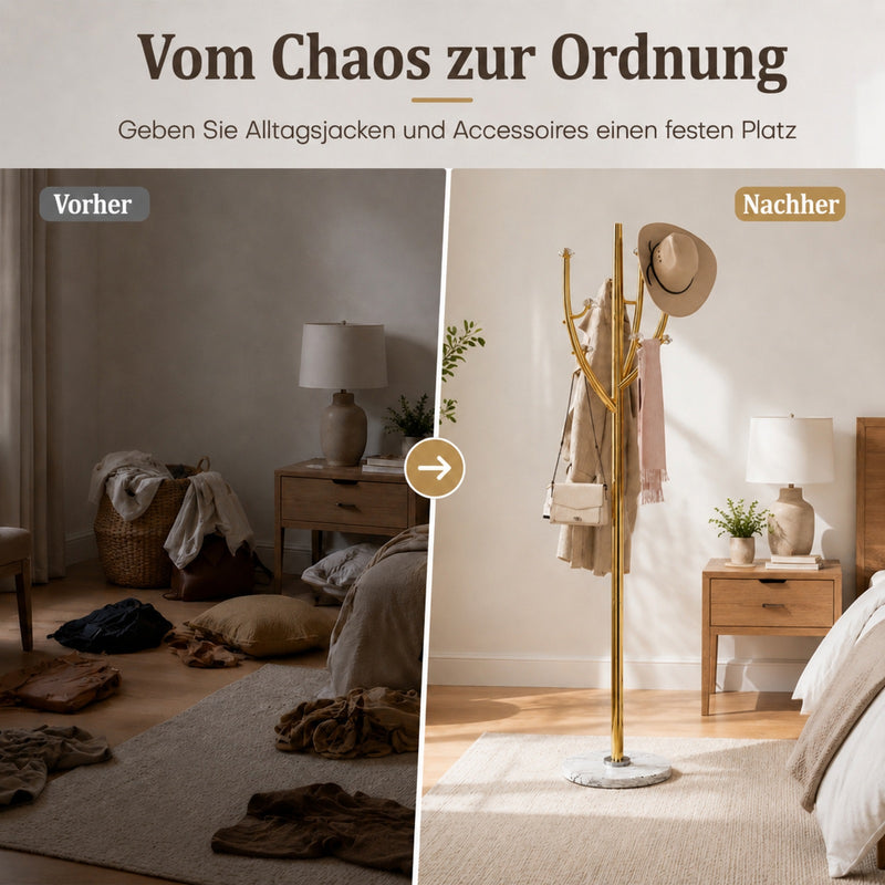 Yorbay Standgarderobe in Baumform aus Edelstahl, 178 cm, bis 50 kg - YS039-T128 - 7 - Yorbay.de