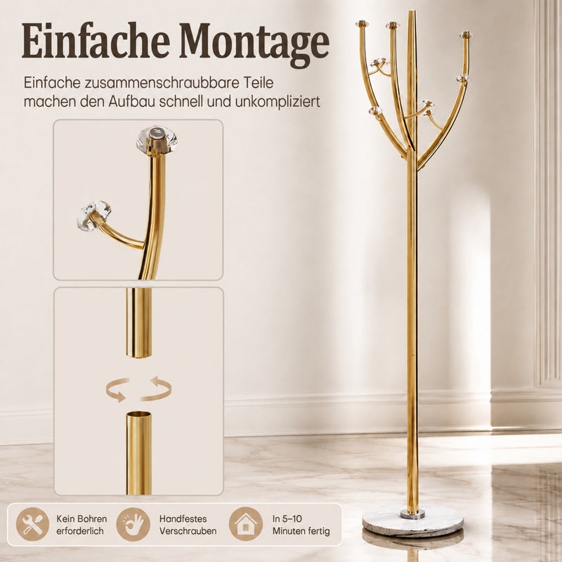 Yorbay Standgarderobe in Baumform aus Edelstahl, 178 cm, bis 50 kg - YS039-T128 - 2 - Yorbay.de