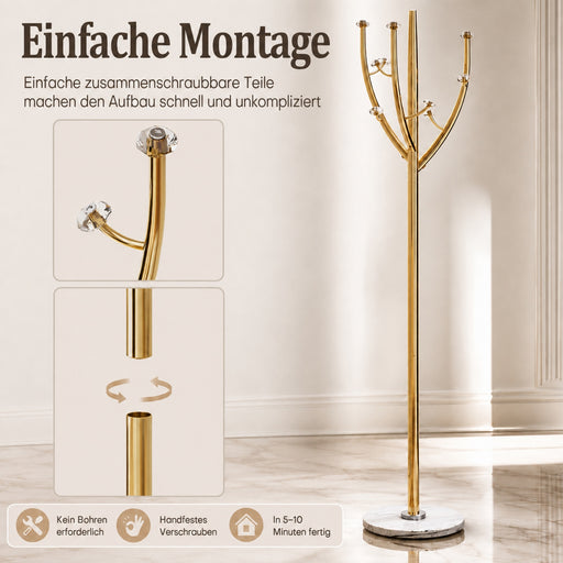 Yorbay Standgarderobe in Baumform aus Edelstahl, 178 cm, bis 50 kg - YS039-T128 - 2 - Yorbay.de