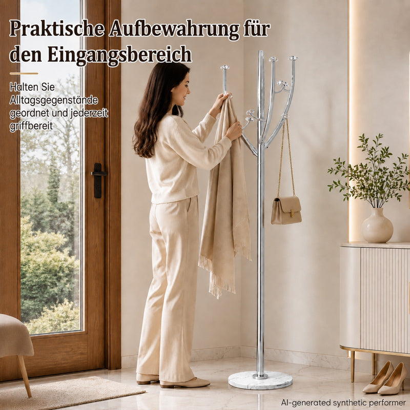 Yorbay Standgarderobe in Baumform aus Edelstahl, 178 cm, bis 50 kg - YS039-T129 - 16 - Yorbay.de
