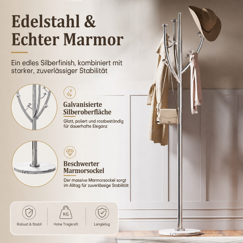 Yorbay Standgarderobe in Baumform aus Edelstahl, 178 cm, bis 50 kg - YS039-T129 - 20 - Yorbay.de