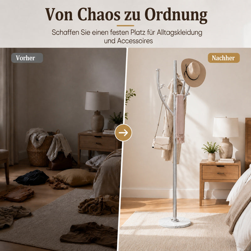 Yorbay Standgarderobe in Baumform aus Edelstahl, 178 cm, bis 50 kg - YS039-T128 - 12 - Yorbay.de